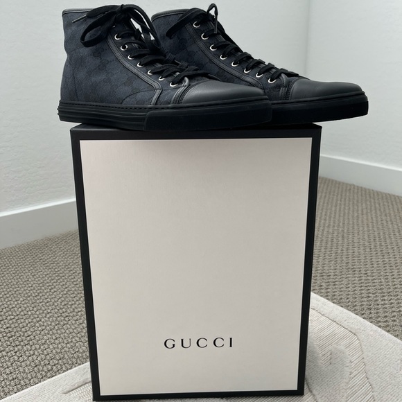 Gucci Black Original GG Hightop Micro Soft Canvas Sneakers - Picture 1 of 8